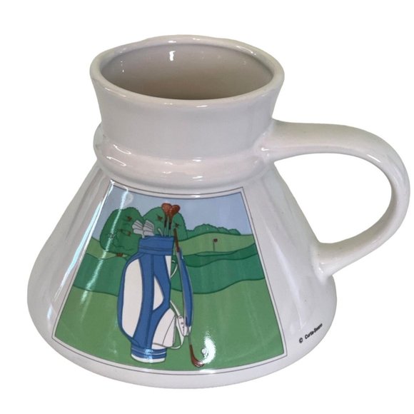 Vintage Golf Mug Curtis Swan Otagiri Wide No Spill Travel Mug 10 oz  Coffee Tea - Picture 1 of 7